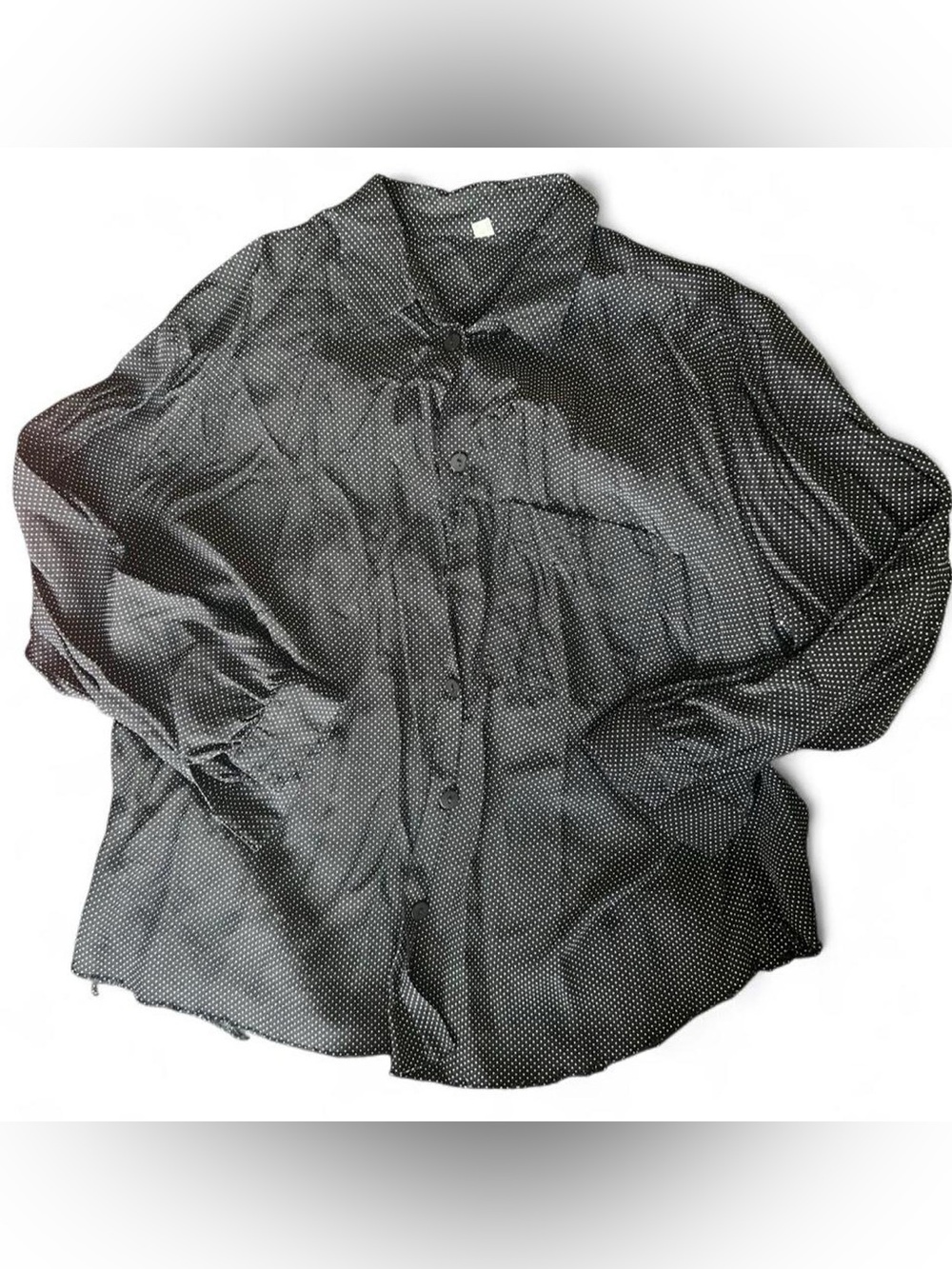 Unbranded Oversized Women’s Button Down Microdot Raw Hem Shirt